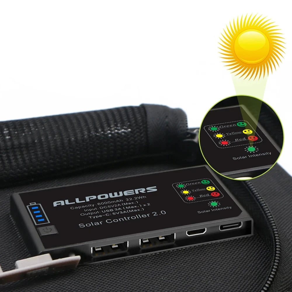 5V 21W Built-In 10000mAh Battery Portable Solar Panel Charger Waterproof