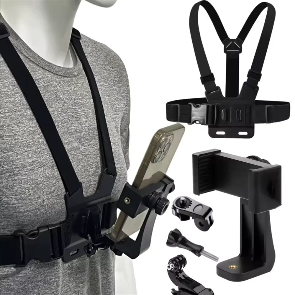 Mobile Smartphone Chest Mount Strap Holder Kit