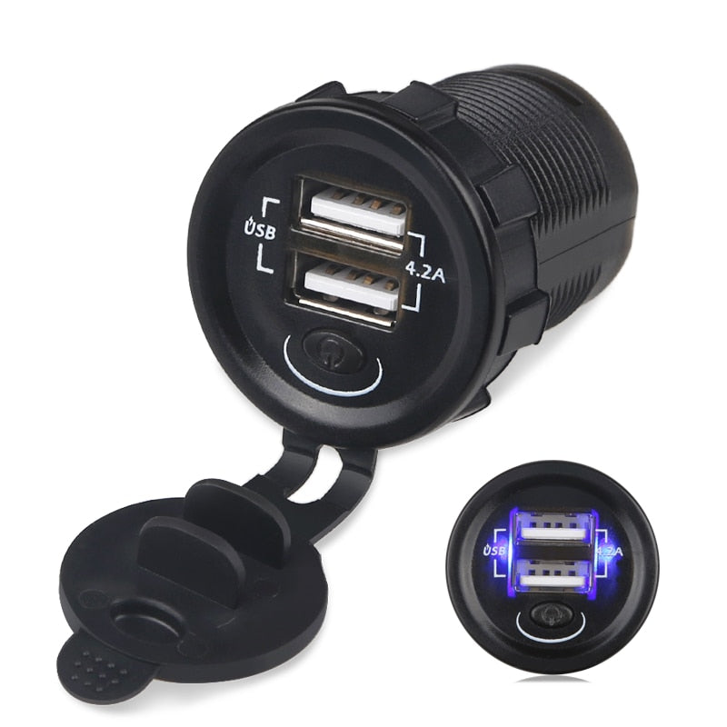 Blue Dual USB Car Charger 5V 4.2A
