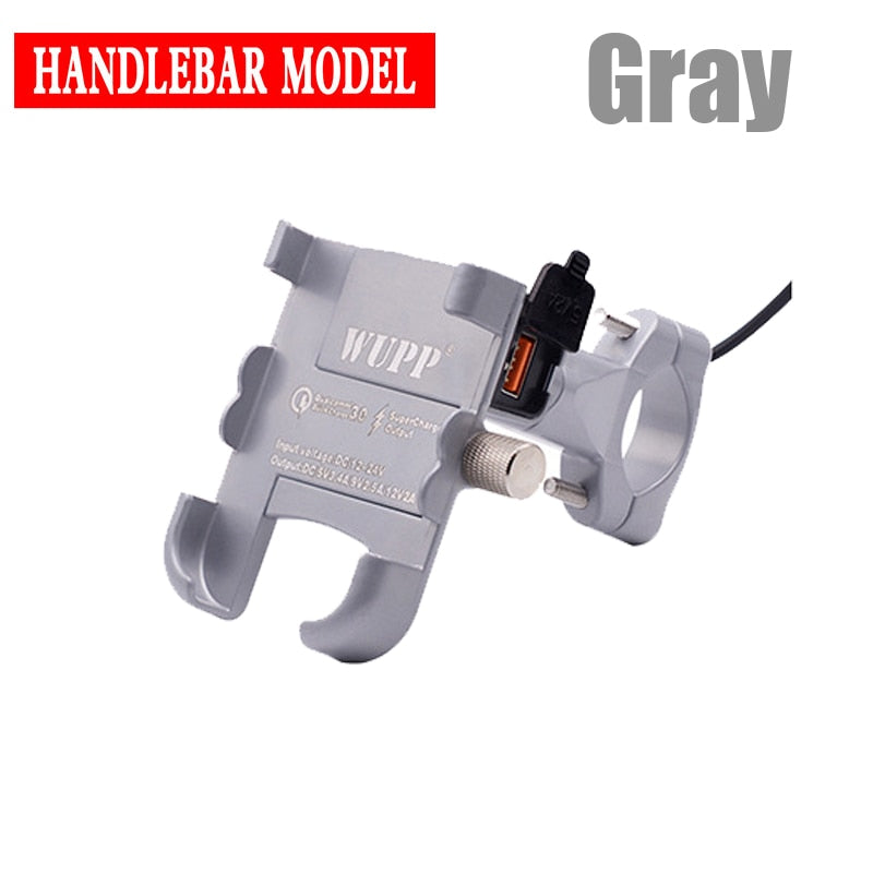 Motorcycle Universal Aluminum Alloy Phone Holder With USB Charger Handlebar Bracket for