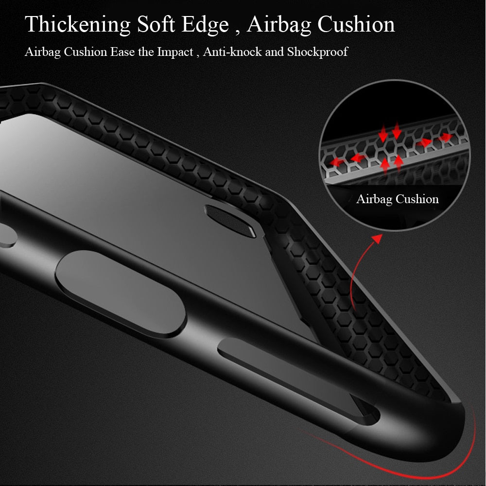 Tempered Glass Phone Case For iPhone 7 8 XR XS Cases Glass Cover For iPhone X XS Max XR 6 6s