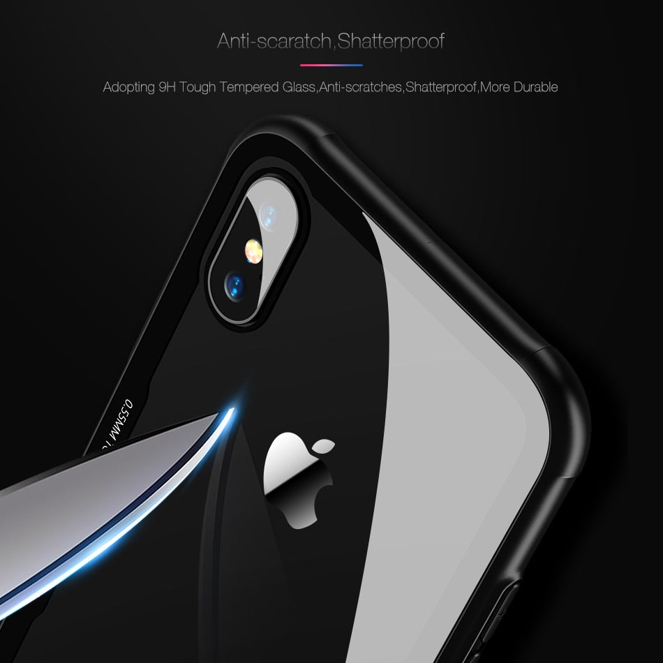 Tempered Glass Phone Case For iPhone 7 8 XR XS Cases Glass Cover For iPhone X XS Max XR 6 6s