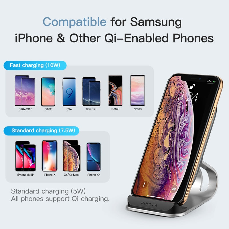 Qi Wireless Charger 10W for iPhone Samsung Xiaomi Fast Wireless Charging Dock