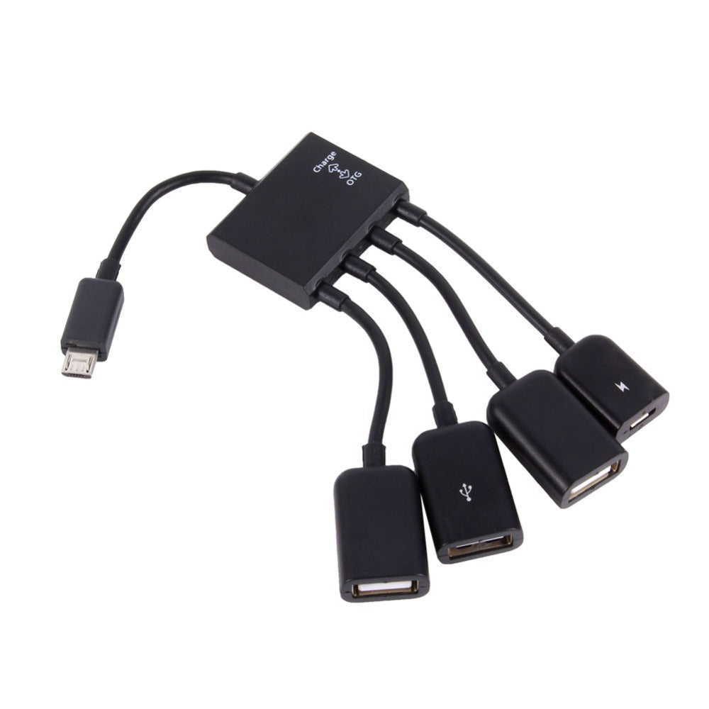 Micro USB Hub Cable Adapter 4-Port Splitter With Power Charging