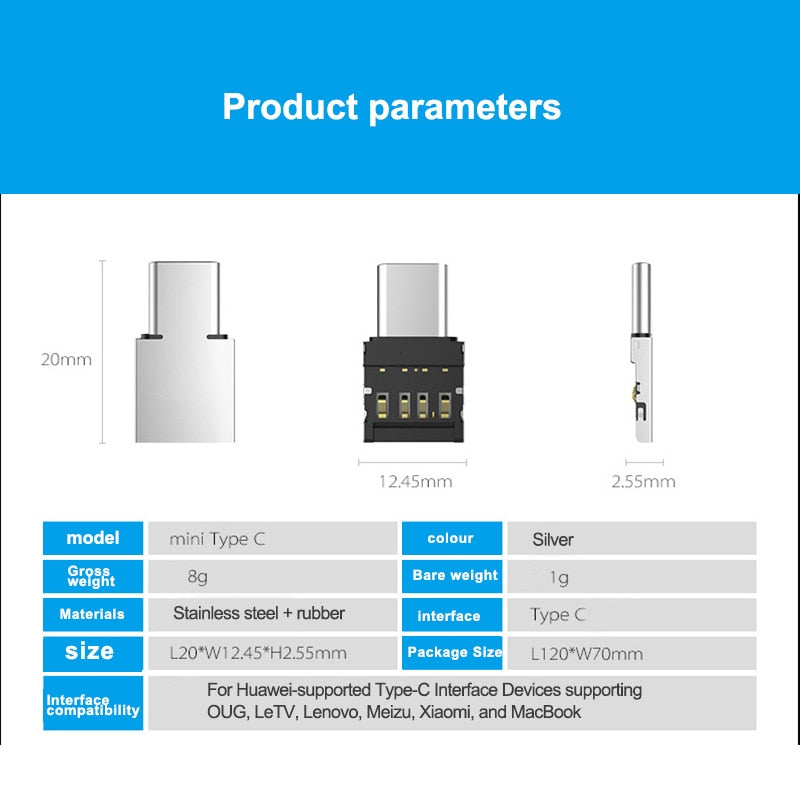 Mini OTG Type-C to USB 3.0 Adapter