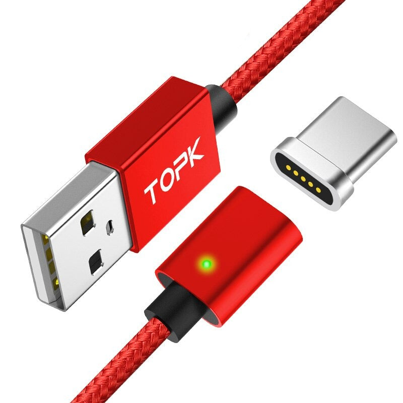 Magnetic Cable LED Indicator USB Type-C Micro USB Adapter Nylon Braided