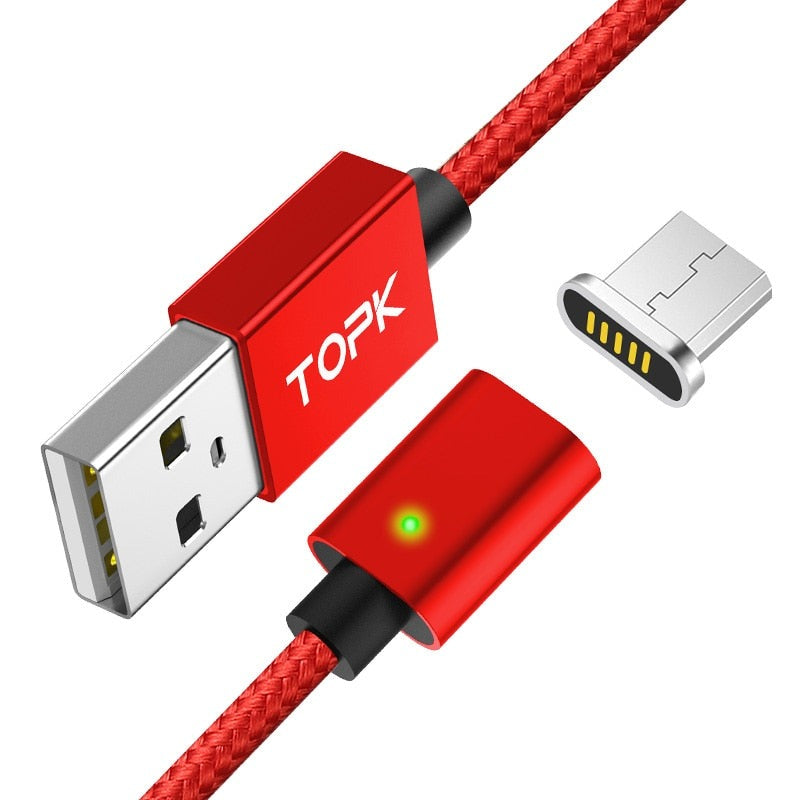 Magnetic Cable LED Indicator USB Type-C Micro USB Adapter Nylon Braided