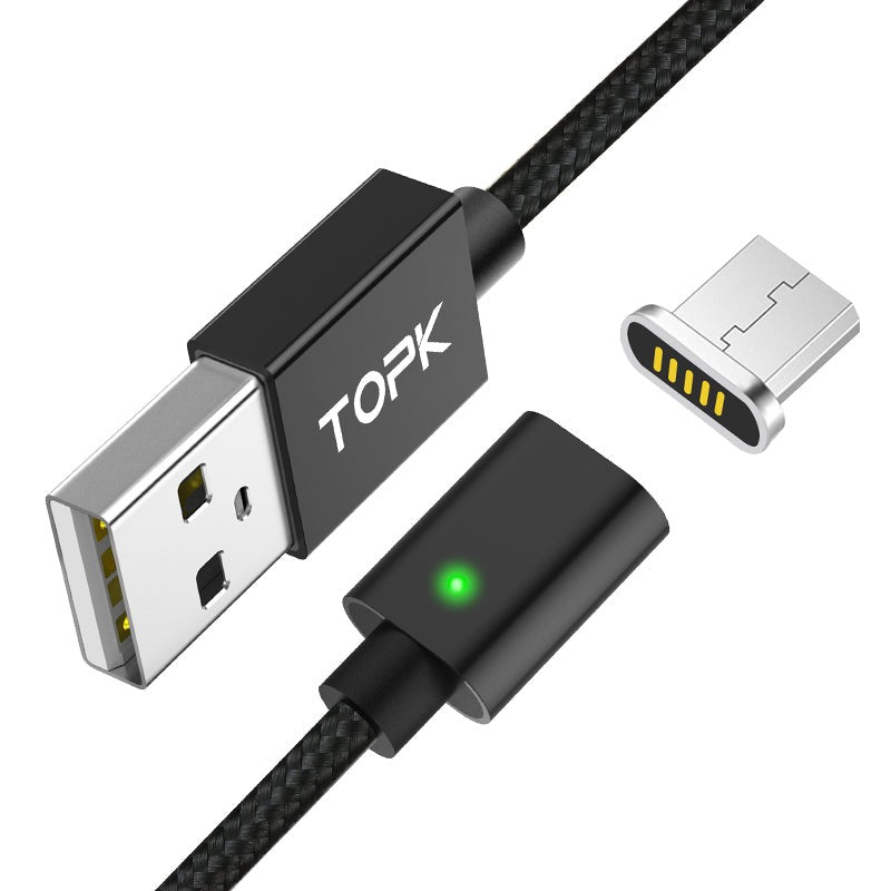Magnetic Cable LED Indicator USB Type-C Micro USB Adapter Nylon Braided