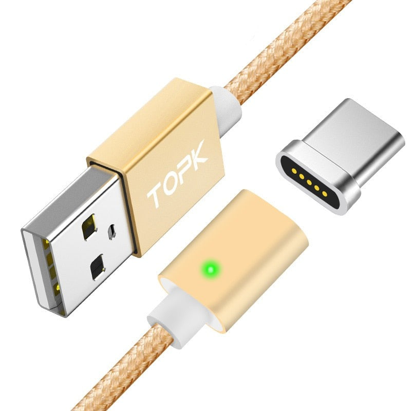 Magnetic Cable LED Indicator USB Type-C Micro USB Adapter Nylon Braided