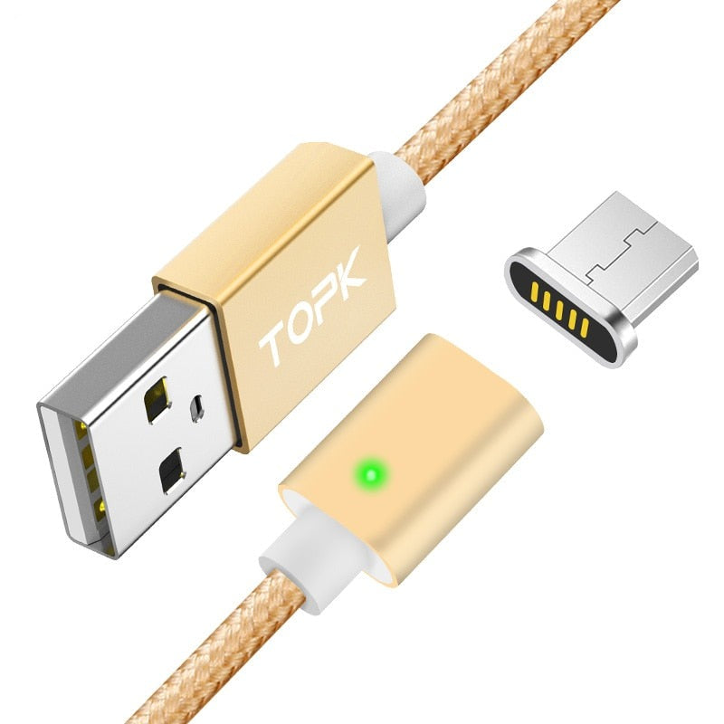 Magnetic Cable LED Indicator USB Type-C Micro USB Adapter Nylon Braided