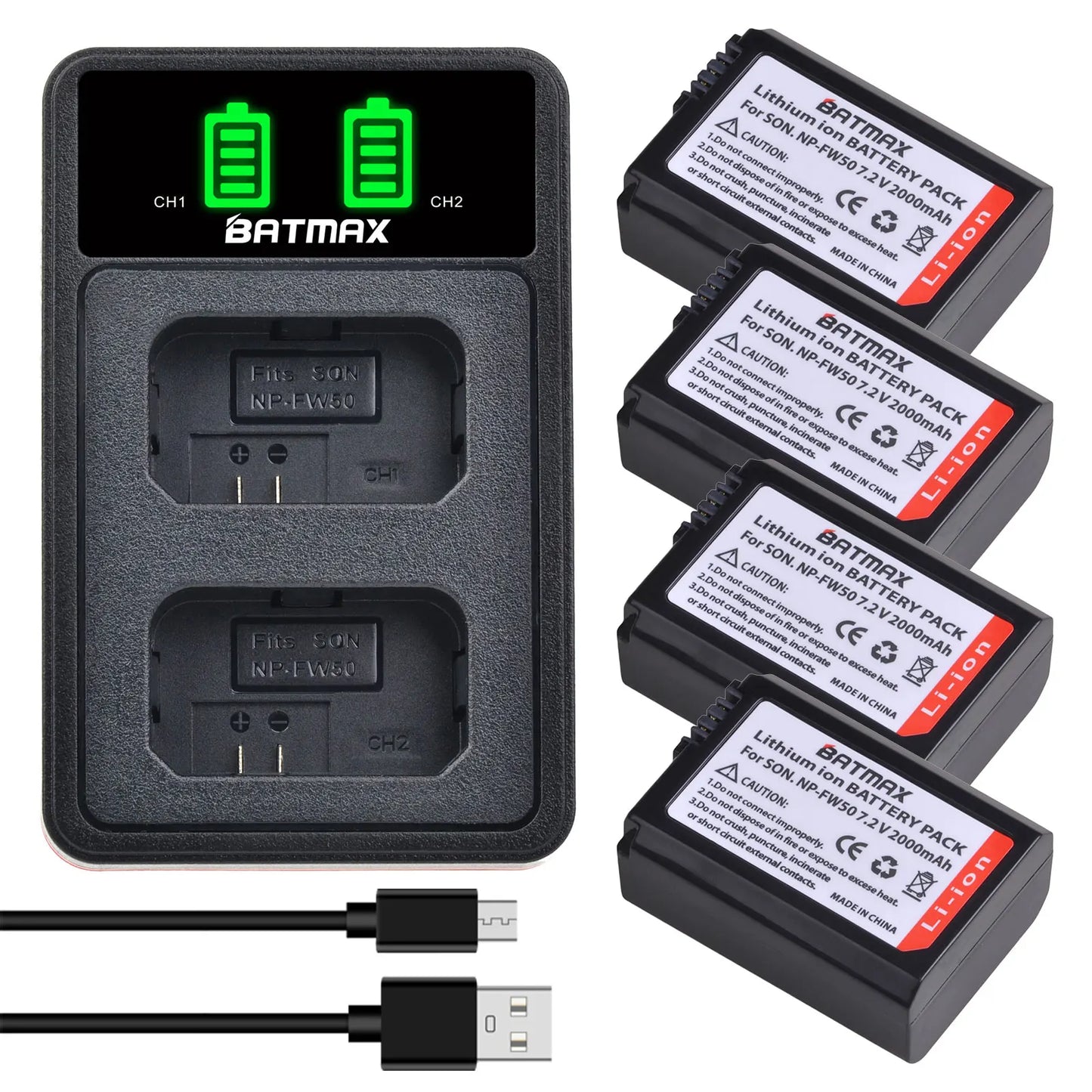 2000mAh NP-FW50 NP FW50 Dual LED USB Battery Charger for SONY