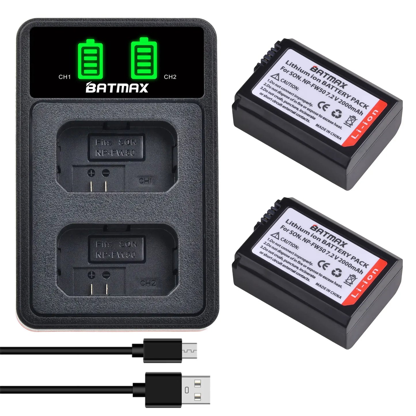 2000mAh NP-FW50 NP FW50 Dual LED USB Battery Charger for SONY