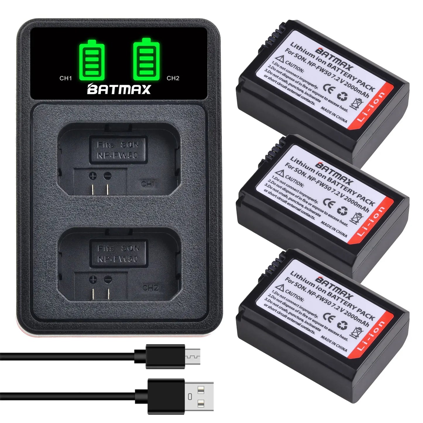 2000mAh NP-FW50 NP FW50 Dual LED USB Battery Charger for SONY
