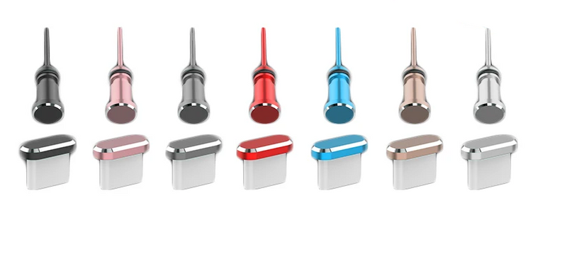 Aluminum Micro USB Dust Plug Set Micro-USB Charging Port Earphone Jack Protection