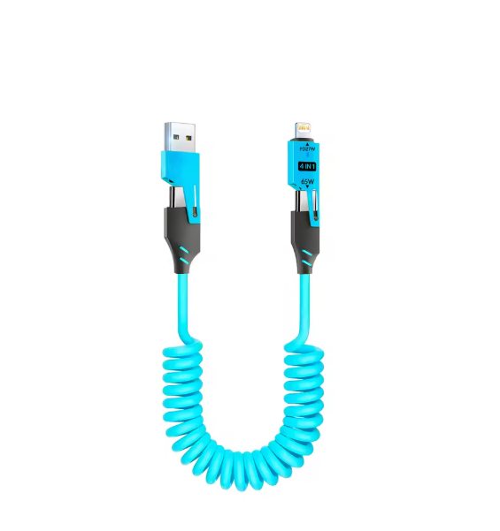 4-in-1 Fast-Charging Spring Lightning Type-C USB-A Cable – NZ Accessories