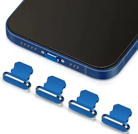 4-Piece Metal Charger Port Anti-Dust Plug Set