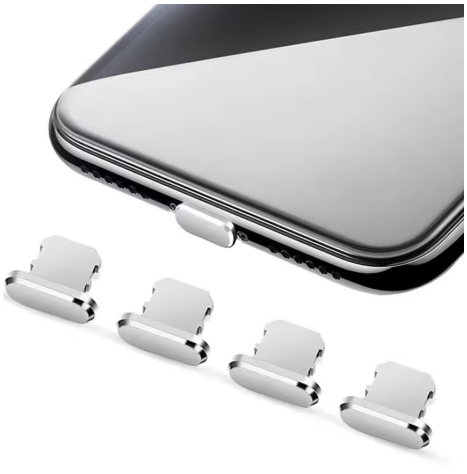 4-Piece Metal Charger Port Anti-Dust Plug Set