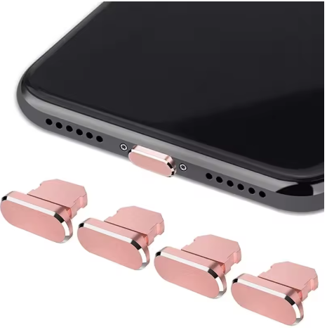 4-Piece Metal Charger Port Anti-Dust Plug Set