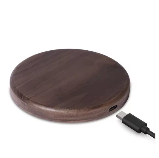 Wooden-Look 10W Qi Fast-Charging Pad Wireless Charger