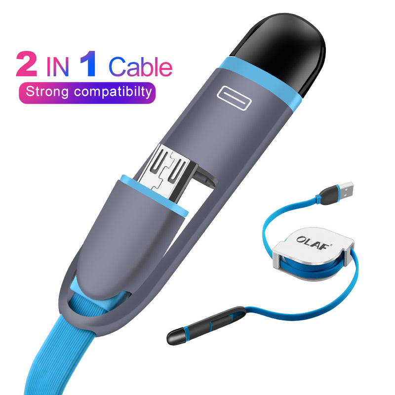 2-in-1 Retractable Micro USB Cable for iPhone