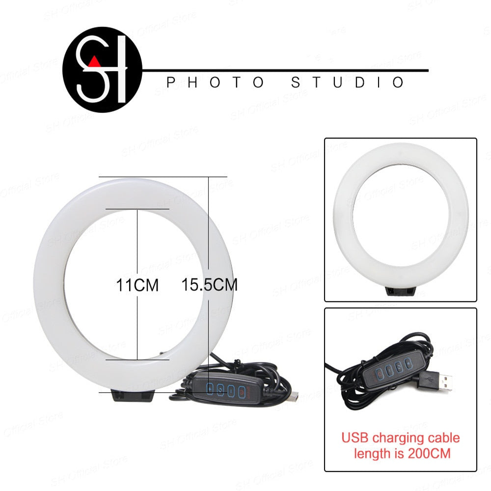 Ring Light Selfie Lamp With Tripod Stand USB Plug