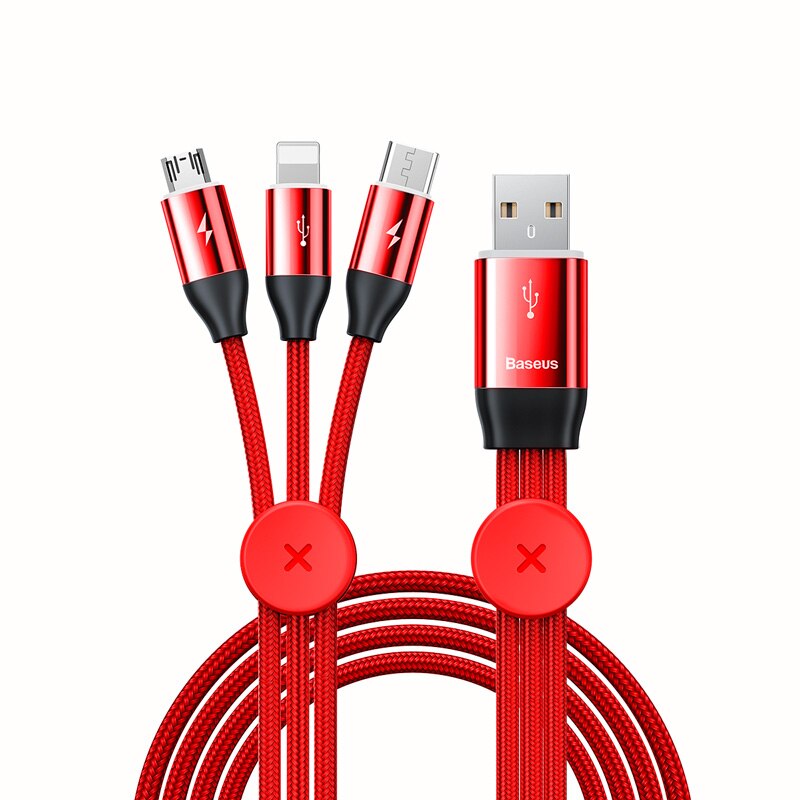 3-in-1 USB Cable For iPhone Micro USB Type C Cable For Android Mobile Phone Magnetic Lighting Charger Cable USBC Microusb