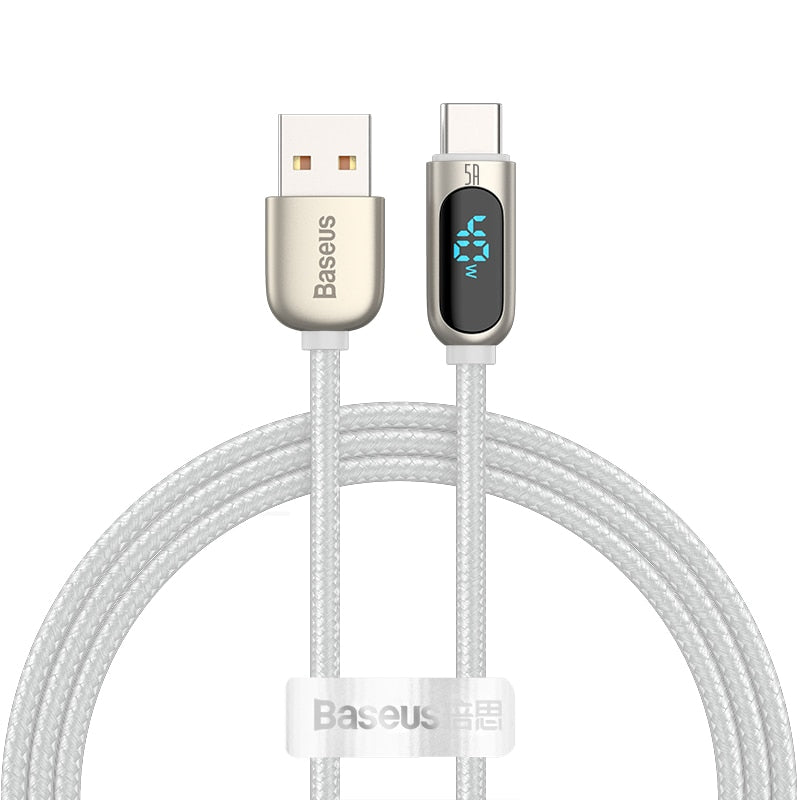 5A USB-C Cable for Xiaomi Red Mi Note 9 Fast Charger Digital Voltage LED Display
