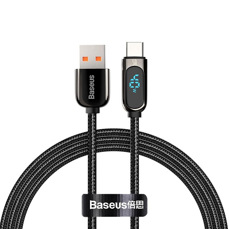 5A USB-C Cable for Xiaomi Red Mi Note 9 Fast Charger Digital Voltage LED Display