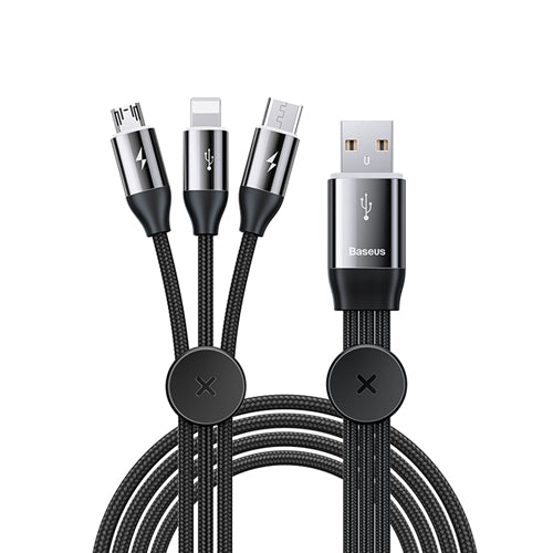 Magnetic Car 3-in-1 USB Cable for iPhone Charging Cable With Lighting Micro USB Type C Cable