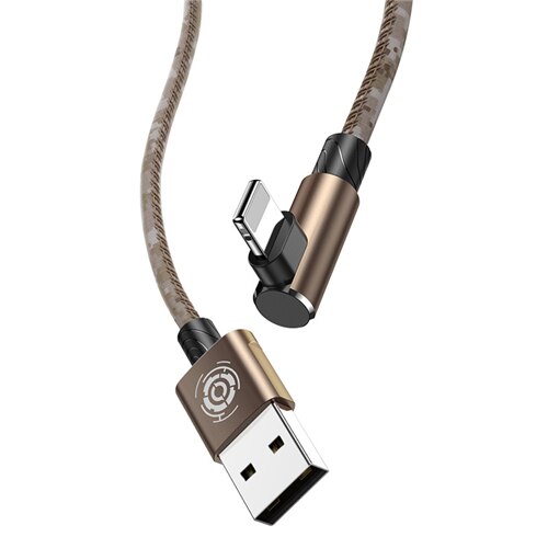 Military Camouflage Green 90 Degree USB Cable For iPhone 5 6 6s 7 8 Fast Charging Cable For iPad USB Charger Cable Data