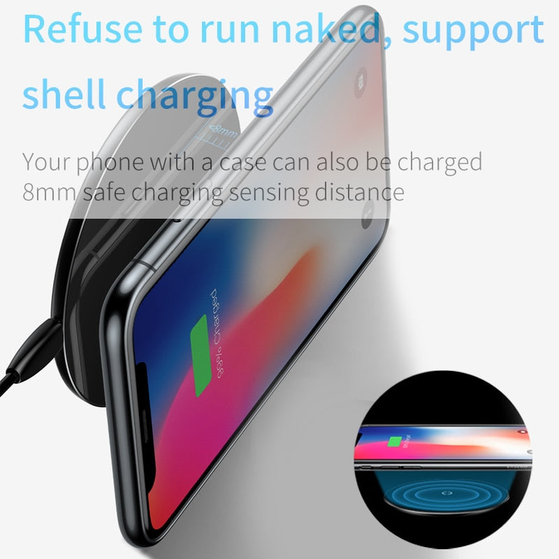 Qi Wireless Charger For iPhone Xs Max X Glass Panel Wirless Charging Pad For Samsung S9 S8