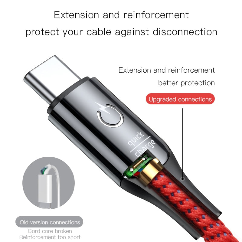 Smart Type-C Cable USB-C 3.0 Cable for Xiaomi Quick-Charge