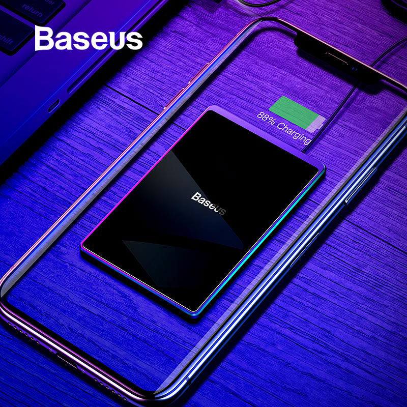 Ultra-Thin Wireless Charger for iPhone Xs Max XR 8 Portable 15W Fast Wireless Charging Pad