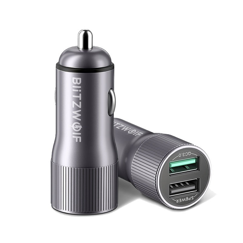 Mini Car Charger for Mobile Phone 30W QC3.0 2.4A Dual USB Ports Fast Charging DC 12-24V