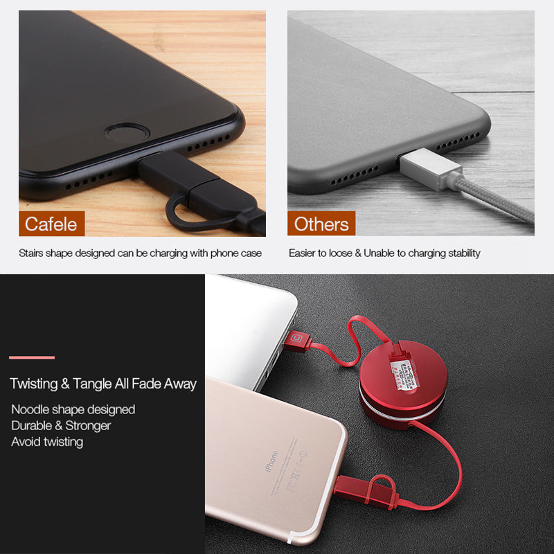 Portable 2-in-1 Retractable Cable Micro USB Cable