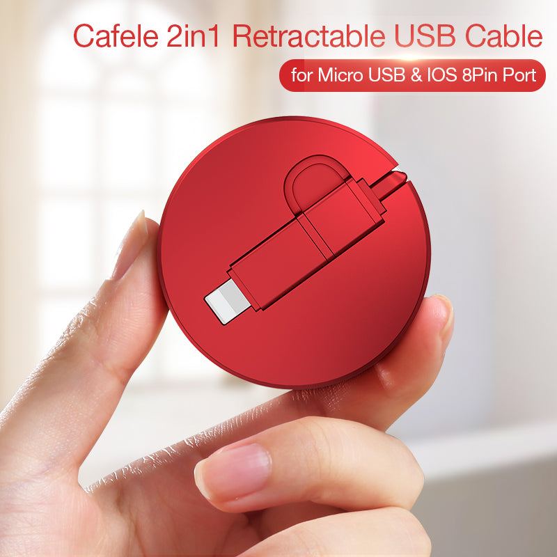 Portable 2-in-1 Retractable Cable Micro USB Cable