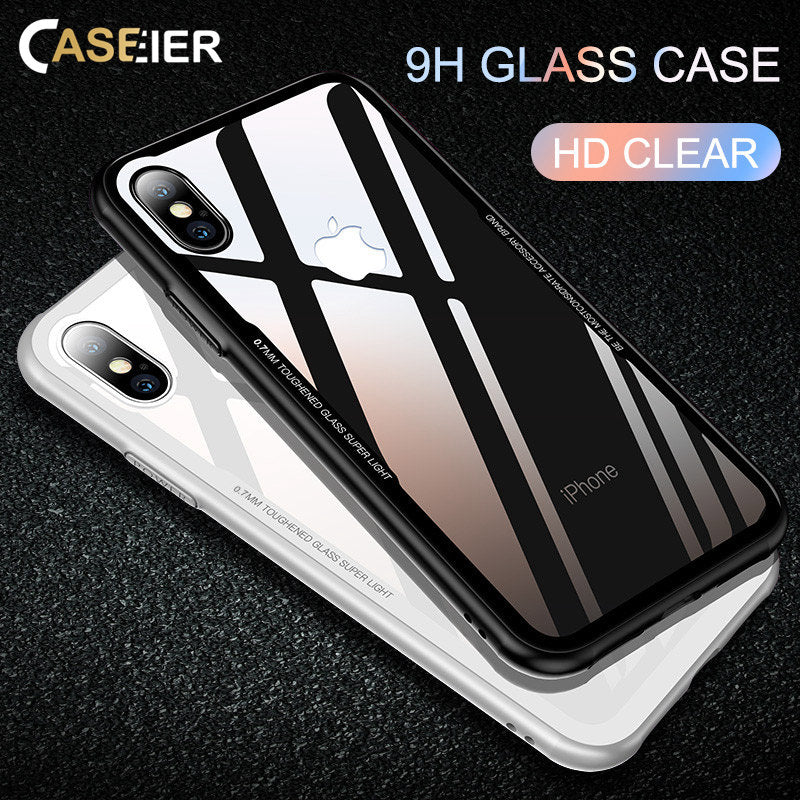 Tempered Glass Phone Case For iPhone 7 8 XR XS Cases Glass Cover For iPhone X XS Max XR 6 6s
