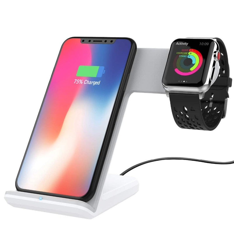 2-in-1 10W Qi Wireless Charger iPhone Plus Fast-Charging Dock