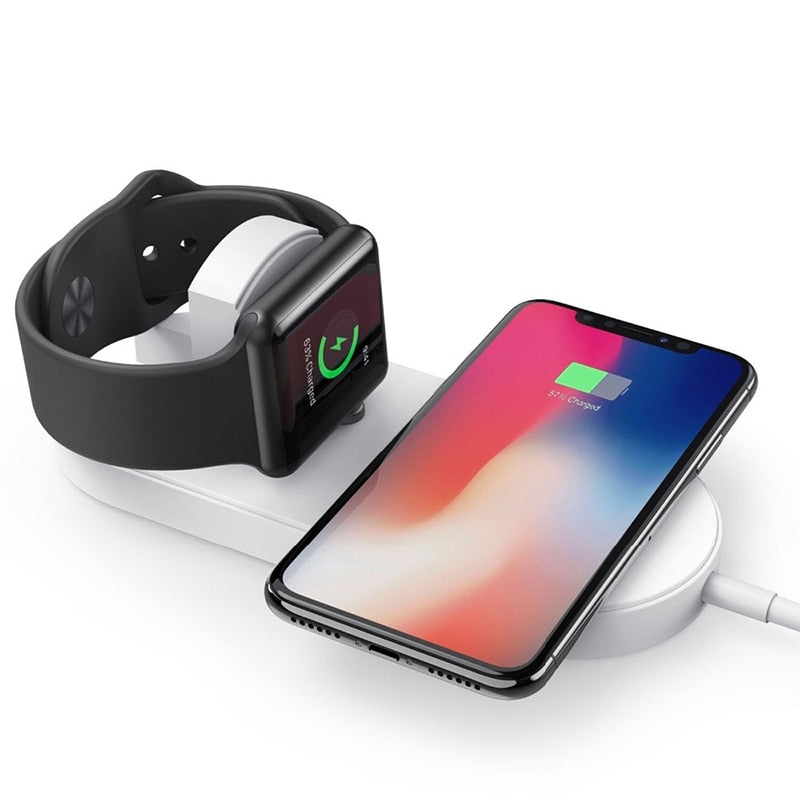 2-in-1 10W Qi Wireless Charger iPhone Plus Fast-Charging Dock