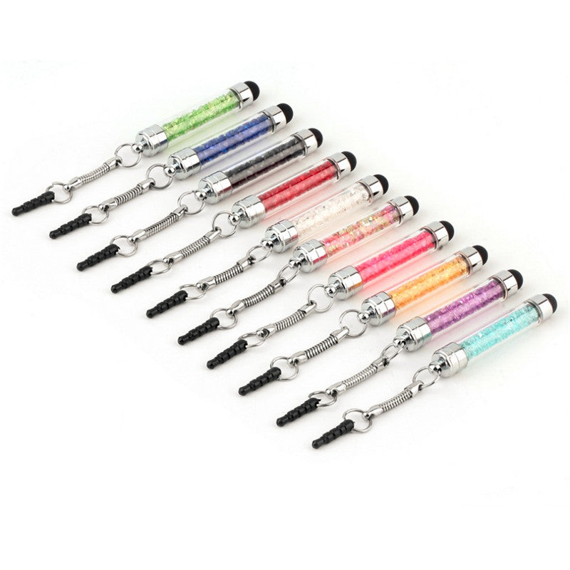 FFFAS Diamond Crystal Stylus Touch Screen Pen Stylus 3.5mm Dust Plug Cap 2 in 1 For iPhone Tablet