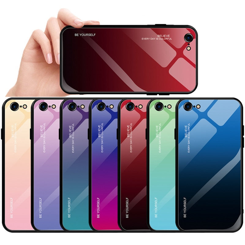 Gradient Tempered Glass Case for iPhone