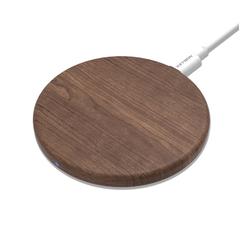 Wooden-Look 10w Qi Fast-Charging Pad Wireless Charger