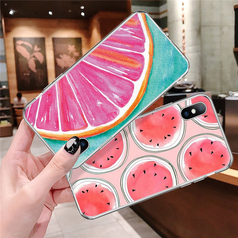 Phone Case for iPhone 11 Pro 6 6s 7 8 Plus X XR XS Max 5 5s SE Fashion Cute Cartoon Fruit Lemon Pineapple