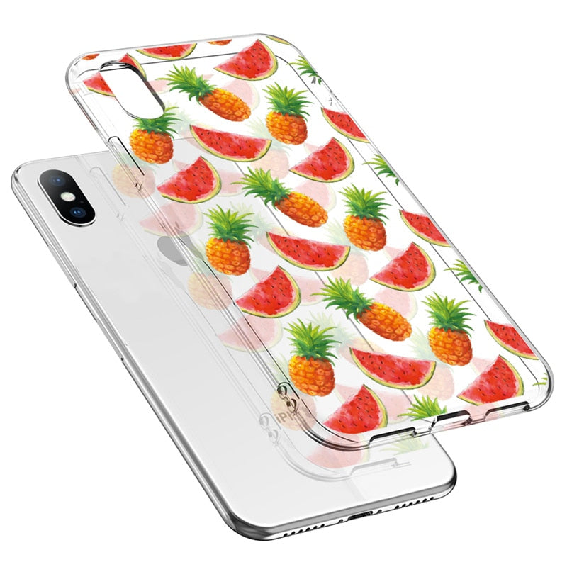 Phone Case for iPhone 11 Pro 6 6s 7 8 Plus X XR XS Max 5 5s SE Fashion Cute Cartoon Fruit Lemon Pineapple