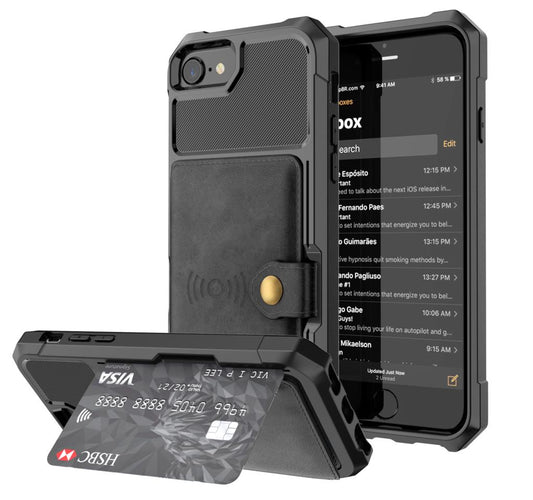 Luxury Retro PU Leather Magnetic Absorption Wallet Case for iPhone