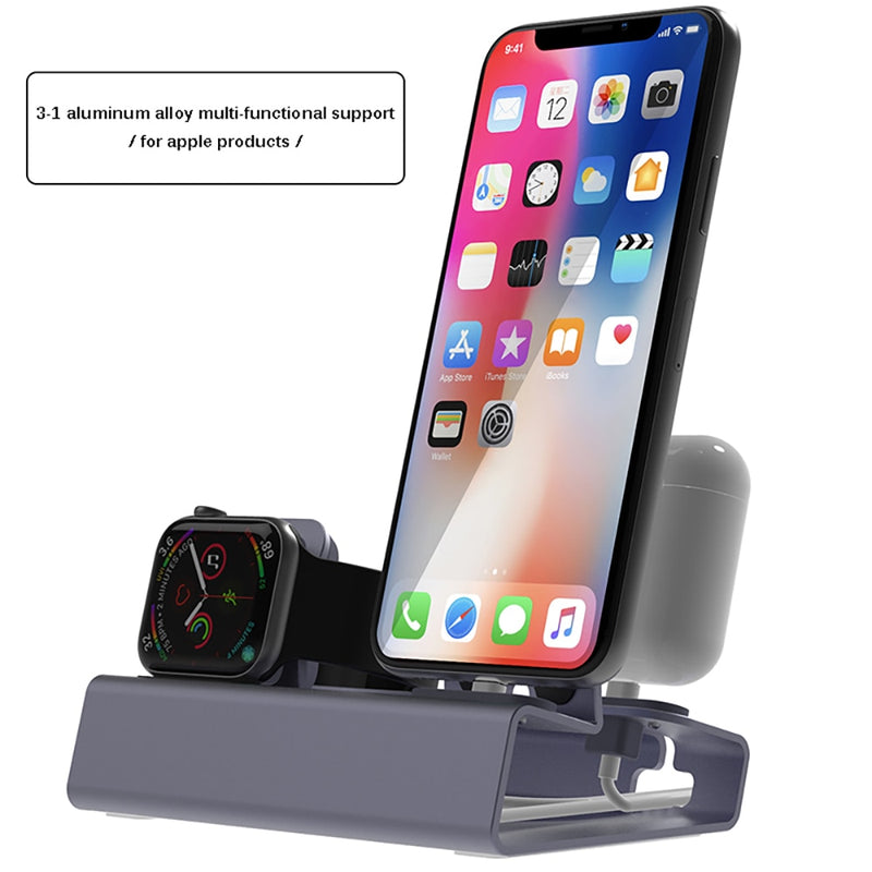 NEW Aluminum 3 in 1 Charging Dock For iPhone X XR XS Max 8 7 Apple Watch Charger Holder For iWatch