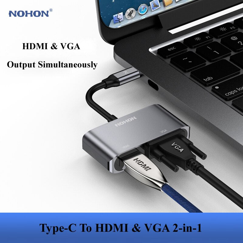USB Type-C HUB to HDMI VGA Adapter for MacBook Samsung Galaxy S9/Note 9 Huawei P20 Pro Mate 20