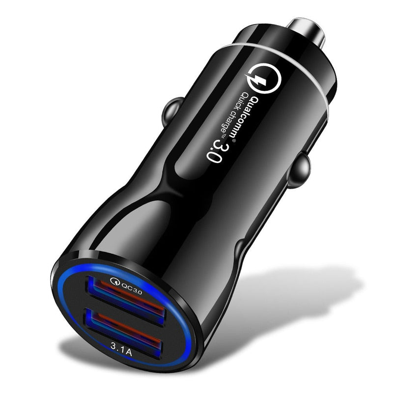 USB Fast Car Charger Quick-Charge 2.0/3.0 Mobile Phone 2-Port