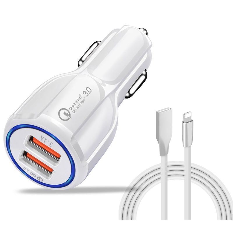 USB Fast Car Charger Quick-Charge 2.0/3.0 Mobile Phone 2-Port