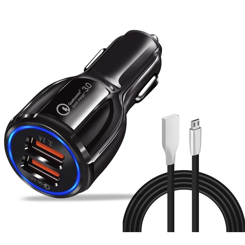 USB Fast Car Charger Quick-Charge 2.0/3.0 Mobile Phone 2-Port